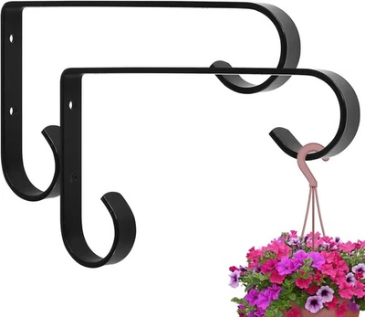 Cabides de metal para plantas externas - Suporte de parede, 6 preto  - Imagem 1 de 4