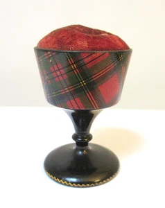 Antique Tartanware Rare Chalice Pin Cushion Clan Stuart - Picture 1 of 6