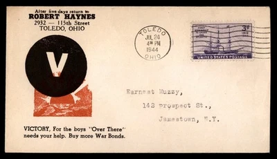 Mayfairstamps EE. UU. 1944 Toledo OH Robert Hanes Patriótica Victoria Cubierta aau_55599 Foto 1 de 2