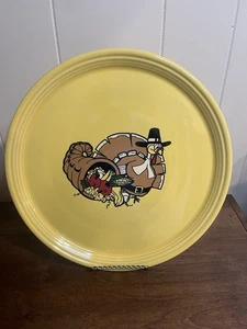 Fiesta Ware Sonnenblumengelb Pilger Truthahn Thanksgiving 15 Zoll Platte - Bild 1 von 7