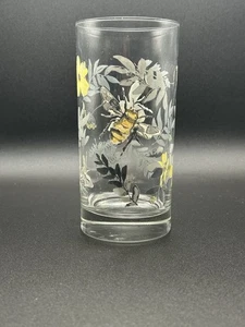 Vintage Libbey Bienen & Blumen Trinkglas Becher 6". Ersatz - Bild 1 von 7