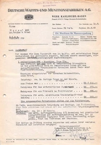 Fabbriche tedesche di armi e munizioni DWM - 1946 - fattura storica ~21x29cm - Foto 1 di 1