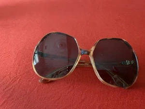 Vintage 1970’s French Oversized Tortoise Shell Brown Square Eye Sunglasses - Picture 1 of 6