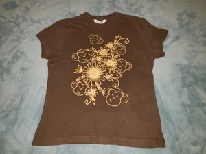 Y2K AEROPOSTALE Girls Medium Cotton Monkey Flower PRINT BOYFRIEND T-SHIRT TOP - Picture 1 of 5