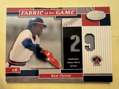2002 Leaf Certified Fabric Of The Game Rod Carew Game Used /29 ANGELS - Image 1 of 2