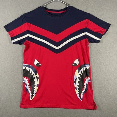 Camisa Bleecker & Mercer Para Hombre Grande Roja Azul Marino Gráfico de Tiburón Manga Corta Camiseta Top Foto 1 de 4