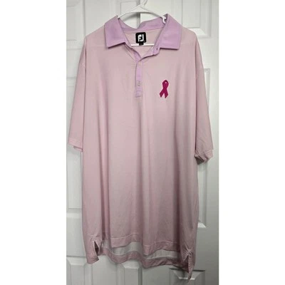 Camisa polo de golf FootJoy rosa para hombre concienciación sobre el cáncer de mama - talla 2XL Foto 1 de 4