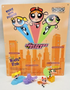 Powerpuff Girls Subway Kids Pak Toys Vintage 2000 4 Pack with store display card - Picture 1 of 7