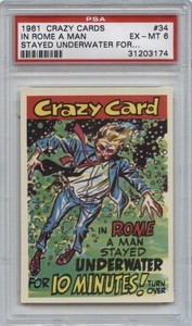 1961 Topps CRAZY CARDS #34 In Rome A Man PSA 6