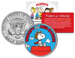 Peanuts SNOOPY vs. RED BARON JFK Half Dollar US Colorized Coin *Licensed* - Picture 1 of 1