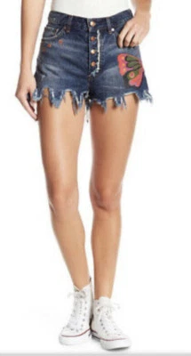 Pantalones Cortos Free People Mujer Fields of Sun Boulder Playa Azul Talla 26 A000318 Foto 1 de 4