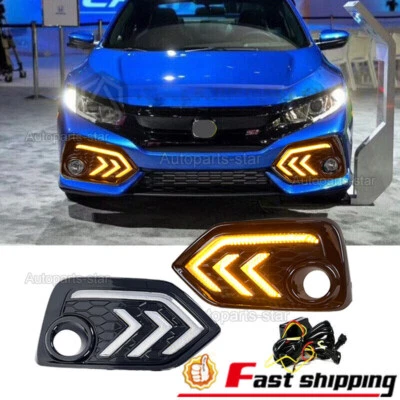 Par de luces de circulación diurna DRL para Honda Civic SI 2016-19 hatchback y faros antiniebla LED Foto 1 de 4
