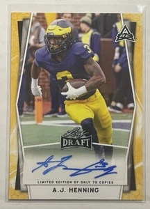 2022 Leaf Draft Limited Edition Base Auto Gold /75 AJ Henning #BA-AJH - Picture 1 of 3