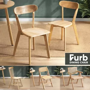 Furb 2x Dining Chairs Rattan Chair Wooden Accent Chair Oak - Picture 1 of 45