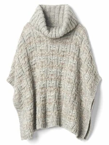 NWT GAP Kids Grey Shimmer Basketweave Sweater Poncho Size 6-7 S - Picture 1 of 2