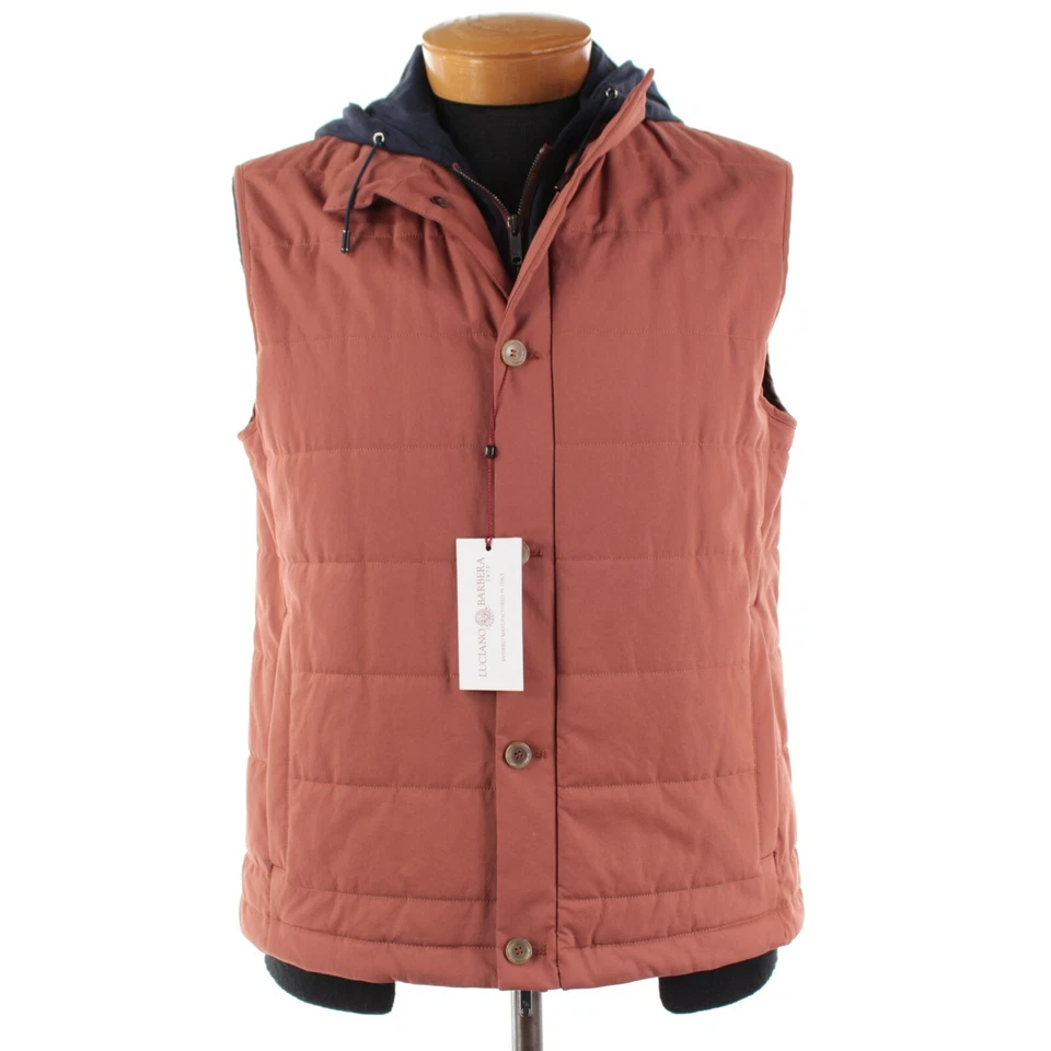 Chaleco con Capucha Luciano Barbera Nuevo con Etiquetas Mezcla de Algodón Talla 52 (L EE. UU.) en Naranja y Azul Foto 1 de 4