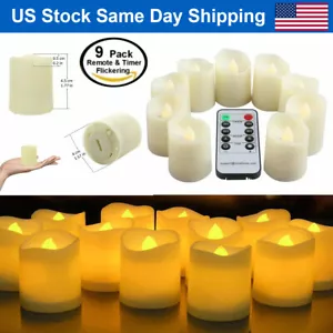 9PCS 1.8" LED Flameless Candles Lights Valentines Day Battery Tea Lights Remote - Picture 1 of 12