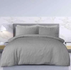 Satin Stripes 100 Cotton T-400 Hotel Quality Duvet Cover - Picture 1 of 1