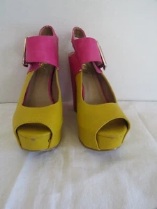 YOKI PLATFORM YELLOW/PINK SHOES SIZE 6 - Picture 1 of 8