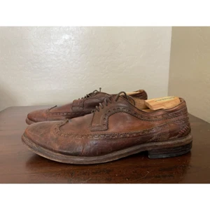 Mark Nason Mens Brogue Dress Shoes Brown Leather Almond Toe Wingtip Lace Up 13 - Picture 1 of 8
