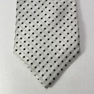 Duke And Duchess D&D Tie Men 64 in Silk White Black Micro Squares Wide Handmade - Picture 1 of 10