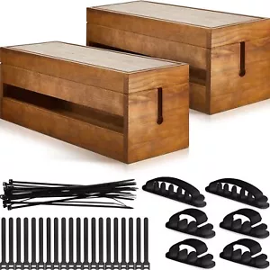 48 Pcs Wooden Cable Management Box Cable Organizer Box Set Cord Hider Cable C... - Picture 1 of 7