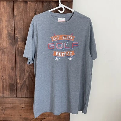 Camiseta de Golf Grand Slam XL Dormir Comer Repetir Hombres Logo Camiseta Gris Cuello Redondo Foto 1 de 4