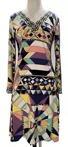 Vintage y2k Emilio Pucci Seidenkleid Firenze 36 US 0 Abstrakt Geometrisch Italy - Bild 1 von 19