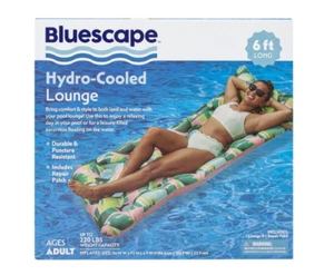 Bluescape HydroCooled Inflatable Pool Lounge Float Pink Green Palm Leaves 6 Feet - Picture 1 of 4