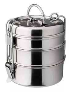 Stainless Steel Tiffin Lunch Box Indian 2/4 Layer Tier Stackable Food Storage UK - Picture 1 of 13