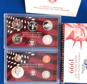1999-S U.S. Mint Silver Proof 9 Coin Set OGP - Picture 1 of 3