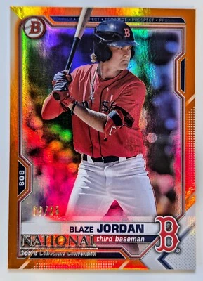 Bowman 2021 The National Blaze Jordan RC Orange Foil /25 NSCC MINT #46 Rookie - Image 1 of 4