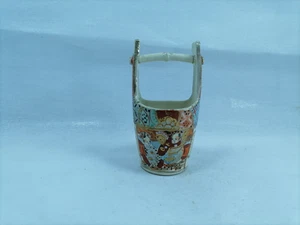 ANTIQUE 19th C. MEIJI MINIATURE JAPANESE SATSUMA BUCKET VASE TEOKE - Picture 1 of 6