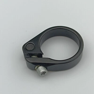 Tija de sillín de bicicleta de aleación NEGRA 34,9/35 mm / abrazadera de cuello de asiento abrazadera de asiento negra - NUEVA Foto 1 de 3