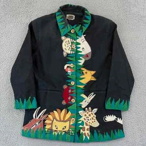Vintage Patchington Jacket Women Small Art Embroidered 90s Jungle Animal Teacher - Picture 1 of 14