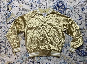 Hennessey Cognac Satin Bomber Jacket Mens Medium M Gold Embroidered Lined - Picture 1 of 5