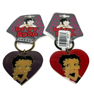 2 New 1994 King Betty Boop Keyring Keychain Key Ring Chain Red Purple Heart 💜 - Picture 1 of 6