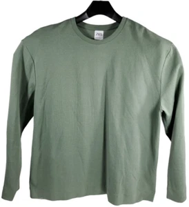 NWOT Zara Sweater Mens Size Medium Green Ribbed Knit Crew Neck Long Sleeve Shirt - Picture 1 of 4