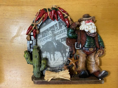 Brand NEW in Box Texas Wooden Picture Frame Rustic Western Santa - Image 1 of 4