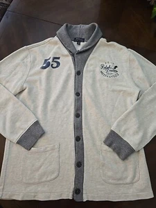 Polo Ralph Lauren sz XL grey beige knit button front cardigan solid sweater - Picture 1 of 8