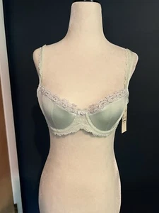 FELINA Women's Bra Size 36B Mint Green With White Lace Underwire Bra - Picture 1 of 3