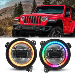 Faros LED RGB Halo 9" para Jeep Wrangler JL JLU Gladiator JT 2018-2022 2023 - Imagen 1 de 9