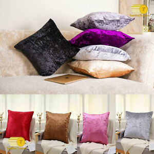 New Luxury Crushed Velvet FILLED Cushion Covers Plush Plain 18" 24" 30" inches