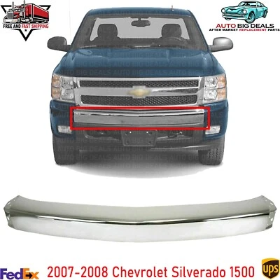 Front Bumper for 2007-2008 Chevrolet Silverado 1500 Chrome Steel Foto 1 de 4