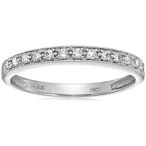 Diamond Wedding Ring for Women 1/6 CT 10K White Gold Round Milgrain Bridal Band - Picture 1 of 9