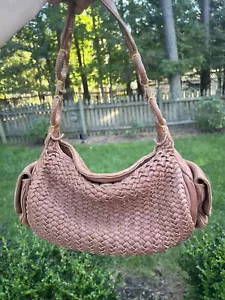 Vintage Cole Haan Woven Leather Bag Magnetic Snap Closure Hobo Style - Picture 1 of 10