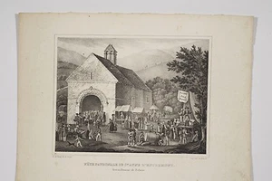 Lithographie Vilain 1828 Fête Patronale Ste ANNE d'E arr Falaise Ch de Vauquelin - Imagen 1 de 1