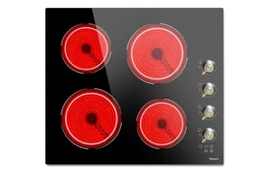 Disaenvir Ceramic Hob 4 Burners, Built in 4 Zones Electric Hob with Knob, 6000W - Picture 1 of 3