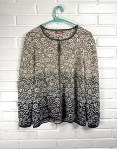OLEANA WOLLE/SEIDE Strickjacke Pullover Damen Gr. S geblümt mehrfarbig Rautenknopf - Bild 1 von 7