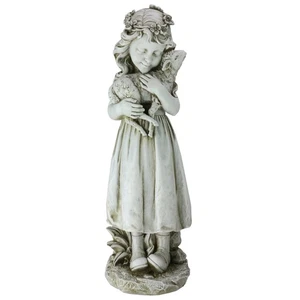 Roman 16IN Joseph's Studio Girl Holding a Lamb Religious Outdoor Garden Statue - Picture 1 of 2